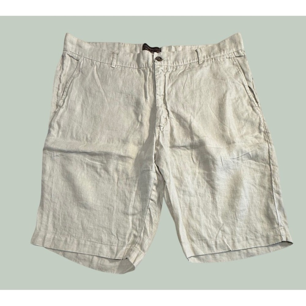Modus Jeans Mens 100% Linen Shorts Beige‎ Tan Made in Greece Size XXL-2166